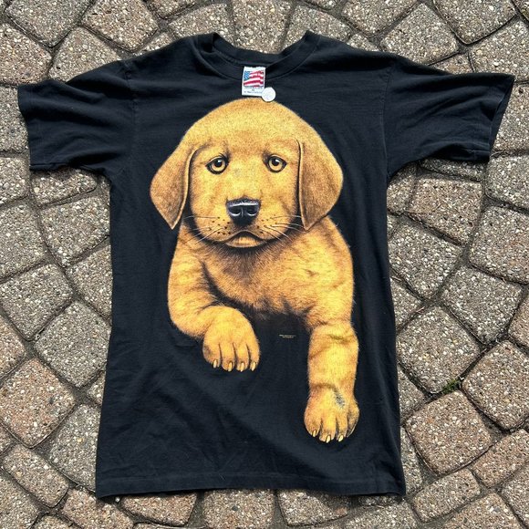 Vintage Single Stitch Cute Puppy Shirt Men' Size M on Made At The Beach Tag 1995 - Picture 1 of 10